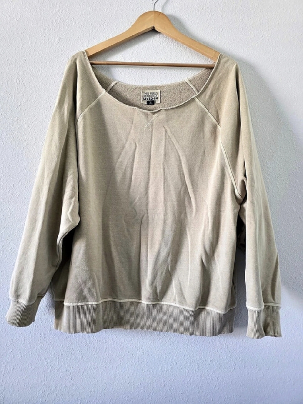 American Eagle Beige Cotton Blend Sweatshirt Size Large